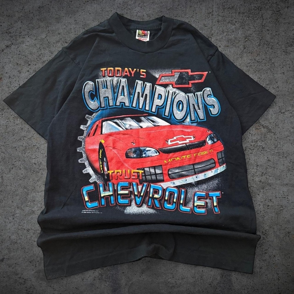 Vintage 1998 Cheverlot Team Monte Carlo Single Stitch T-Shirt Made In USA Nascar